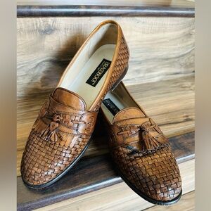 Italy Brass Boot  by  Woven Genuine Leather Tassel Loafers Brown Size 9.5 M